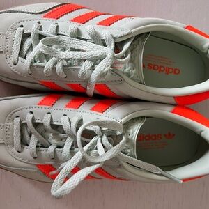 Adidas White and Neon Orange Sneakers